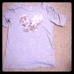 Short sleeved sequin butterfly shirt